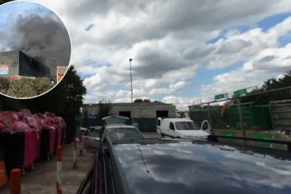 Milton Keynes Recycling Fire Billows Black Smoke  in 2026