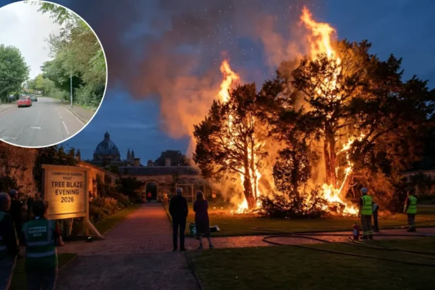 Tree Blaze Torches Cambridge Garden in 2026